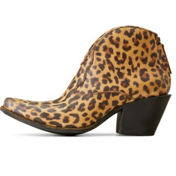 Ariat Layla Distressed Leopard Leather Western Boots Booties - Picture 3 of 7